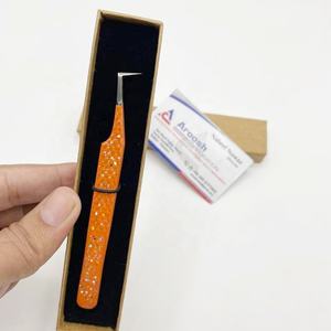 Venta al por mayor pinzas tipo L con purpurina pinzas para pestañas de agarre de diamante de acero inoxidable de alta calidad logotipo personalizado sostenible - Product Image 5