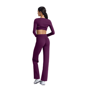 Wholesale Custom Gym Fitness Sportswear Bra Soft Stretchy High Waisted Straight Leg Bottoms <b>Flare</b> <b>Leggings</b> for <b>Women</b> - Product Image 5
