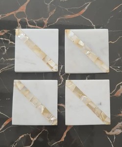 Sous-verres en noyer Unique marbre Design vadrouille incrustation caboteur plateau ensemble 6 pièces acrylique décor à la maison plateaux de service fabriqués - Product Image 1