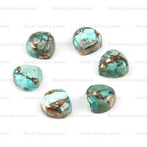 Haute qualité 12mm Flatback Cabochon naturel chrysocolle cuivre Composite lisse forme de coeur Quartz en vrac pour la fabrication de bijoux - Product Image 5