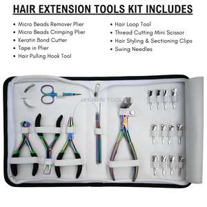 Nuevo Kit de Herramientas para Extensiones de Cabello, Alicates para Extensiones Adhesivas, Alicates para Crimpar y Remover Microperlas, Agujas de Coser, Gancho para Lazos y Clips de Sección - Product Image 2