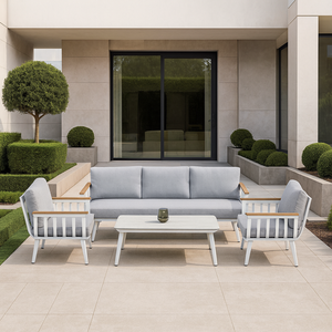 Ensemble <span class=keywords><strong>de</strong></span> canapé d'extérieur moderne en aluminium résistant aux intempéries avec coussins en oléfine, <span class=keywords><strong>salon</strong></span> <span class=keywords><strong>de</strong></span> <span class=keywords><strong>jardin</strong></span> 3 places pour villa, cour et terrasse - Product Image 6