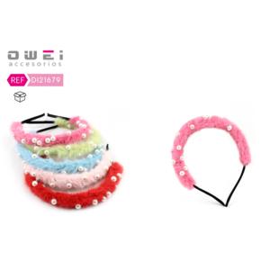 Bandeau perle et peluche de couleur mélangée - Product Image 1