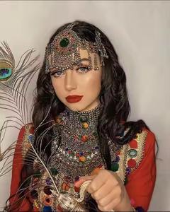 Conjunto de Joyería Vintage Afgana Kuchi para Mujer, Collar y Aretes Ligeros y Transpirables para Bodas, Diseño Personalizado, Regalo - Product Image 4