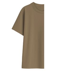 เสื้อยืดแขนสั้นลำลองผู้ชายไซส์ใหญ่ คุณภาพสูง ปรับแต่งโลโก้ได้ สีน้ำตาลอ่อน 220gsm ผ้าฝ้ายออร์แกนิค 100% - Product Image 3