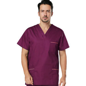 Haut de blouse d'infirmière unisexe d'été, personnalisable avec logo (service OEM), à manches courtes, en sergé d'hôpital élastique, avec détection d'aiguilles et thermocollage sans couture - Product Image 6