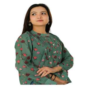 Floral Print Cotton Blouse , Hippie Boho Casual Shirts, Summer Shirts, <b>Sleep</b> Shirts, Button Blouse, <b>Gift</b> For Her - Product Image 5