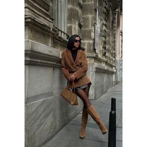 Chaqueta Blazer de un Solo Botón para Mujer, Color Café con Leche, Marca FOX FABRIC - Product Image 6