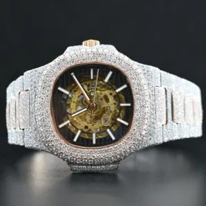 Montre à diamants Ice-out au design attrayant avec VVS Clarity Montre pour homme pour occasions décontractées disponible à un prix abordable - Product Image 5