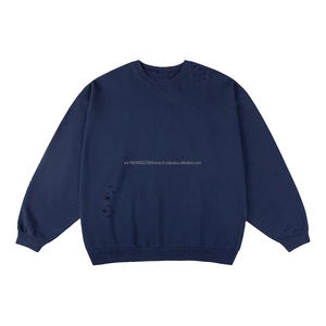 Sudadera con Capucha HLD24002MS para Hombre, Lavada a la Piedra, Desgastada, con Cuello Redondo y Estilo Desgarrado - Product Image 2