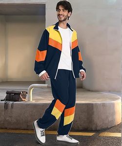 ชุดวอร์มสำหรับผู้ชาย-ชุดย้อนยุคเสื้อกันลม70s ชุดฮิปฮอป2ชิ้นเหมาะสำหรับงานวินเทจและงานฮาโลวีน - Product Image 4