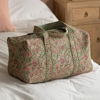 Sac de voyage de luxe à imprimé bloc, style décontracté et sportif - Design matelassé bohème, en coton écologique, personnalisable, durable, grande capacité