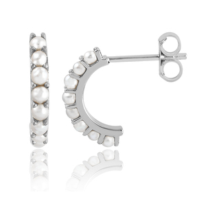 Trendy 925 <b>Sterling</b> <b>Silver</b> Pearl <b>Stud</b> <b>Earrings</b> Classic Fine Jewelry for Women's Weddings Parties & Engagements Gift - Product Image 3