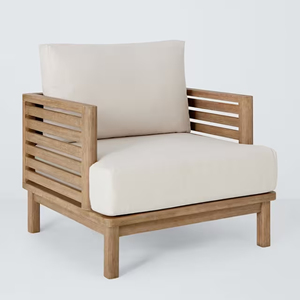 Jardín al aire libre Patio Villa Muebles para el hogar Silla de salón Teca natural de madera Equipada con cojín Diseño minimalista-Kapa - Product Image 1