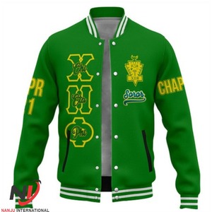 Sororité Soie Satin Chi Eta Phi Applique Broderie Patches Casual Zip Up Emblème Cousu Collage Bomber Veste - Product Image 1