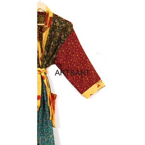 Indian Vintage Silk Beach Wear Kimono Women Floral Printed Night Wear Dressing Gown Bohemian <b>Cardigan</b> Long Jacket Christmas Gift - Product Image 4