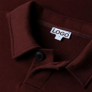 Sweat-shirt polo en boucle premium pour homme, 100% coton, bordure en élasthanne côtelée, coupe décontractée, fermeture à boutons en corne, tricot - Product Image 6