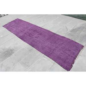 พรมตุรกีขนาด 2.7x9.7 ฟุต พรมวินเทจ พรมขนสัตว์ลายสัตว์สีม่วง - Product Image 2