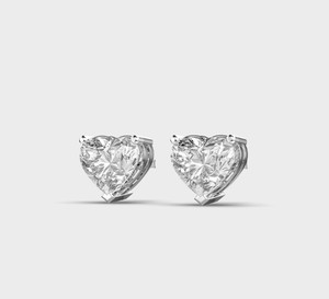 IGI Certified Heart Cut Lab Grown Diamond Stud <b>Earrings</b> <b>Solid</b> 925 Sterling <b>Silver</b> Solitaire Heart Diamond <b>Earrings</b> - Product Image 3