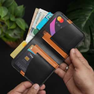 กระเป๋าสตางค์หนังแท้ 100% รุ่น NO.86 Slim VERTICLE BIFOLD (สีดำโอเชียนและสีแทน) พร้อมการรับประกัน 5 ปี - Product Image 5