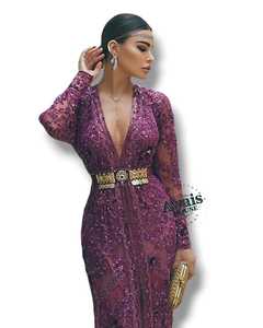 Vestido de Noche Ecológico de Lujo Premium con Bordado de Cristal y Cuentas, Largo hasta el Suelo, Corte en A, Cintura Imperio, para Bodas y Fiestas, 100% - Product Image 3