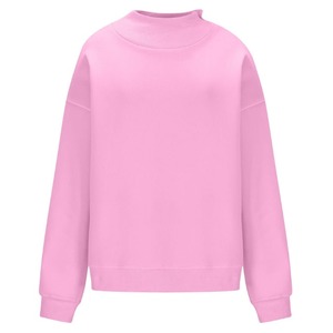 New Style Solid <b>Pink</b> Color Mock Neck Custom Chenille Embroidery Regular Fit Long Sleeve Plus Size Women Sweatshirts Outdoor Wear - Product Image 6