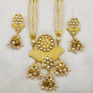 Ensemble de collier émaillé Kundan lourd finition luxueuse ornementation unique en laiton produit en vrac personnaliser la conception - Product Image 1