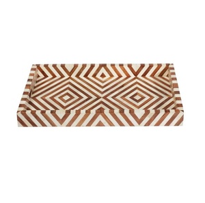 New Arrival Luxury Design Wooden Tray with Mother Pearl Inlay Bone for Food Serving Home Decorative for Ramadan Serving Tray - Product Image 4