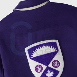 Chaqueta universitaria de béisbol morada para hombre y mujer, estilo urbano, ropa deportiva de invierno, 100% algodón, servicio OEM frontal, transpirable - Product Image 5