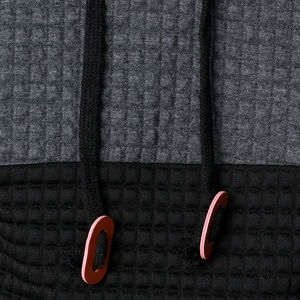 Wholesale Men's Textured <b>Waffle</b> Knit Hoodie Color <b>Block</b> Patchwork Pullover Long Sleeve Streetwear Casual Hooded Sweatshirt - Product Image 5
