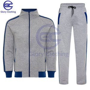 Venta al por mayor Hombres Chándales 2 piezas Set Running Jogging Full Zip Sweat Suit Sports Set Gris Azul Chándal - Product Image 2