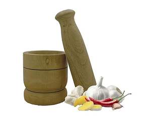 Mortero y Maja de Madera de Fabricante Confiable para Moler Hierbas y Mezclar Especias, Utilizado por Cocineros Caseros y Profesionales - Product Image 3