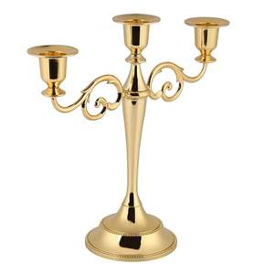 Candélabre en aluminium argenté à 3 bras, fait main, élégant, porte-bougie conique, idéal pour mariages, fêtes, églises, Halloween - Product Image 3