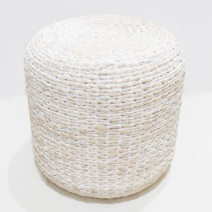 Taburete Otomano de Jacinto de Agua Comehome, Mesa Auxiliar, Diseño de Tambor Redondo Tejido a Mano - Product Image 2