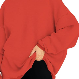 Pull à capuche surdimensionné personnalisable pour femme Intérieur en polaire douce brossée Poignets côtelés Capuche réglable en relief Hiver régulier - Product Image 6