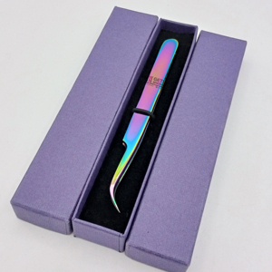 แหนบต่อขนตาพลาสม่าสีรุ้งโค้งสแตนเลสพร้อมโลโก้ตามสั่งดีไซน์ใหม่ - Product Image 1