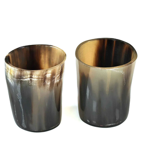Wholesale Supplier Buffalo Horn <b>Glass</b> <b>Crafts</b> Premium Handcrafted Medieval <b>Glass</b> 5 PCS With Wood Base Natural Horn - Product Image 6