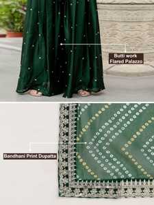 Trendmalls ชุด G311-DarkGreen ผ้าซาตินปักลายสำหรับผู้หญิง - Product Image 4