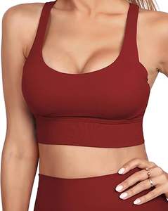 Sujetador deportivo estampado con logotipo personalizado para mujer, nuevo estilo de moda con ropa deportiva transpirable de Color sólido, precio al por mayor - Product Image 2