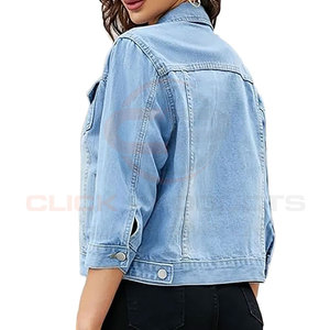 Vente en gros de vestes en jean personnalisables pour femmes, veste en jean pour femmes à la mode pour l'hiver, veste en jean douce et légère - Product Image 2