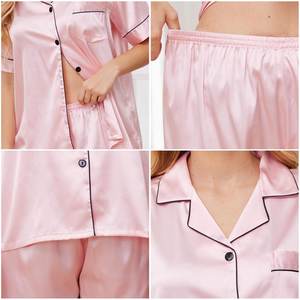 Ensemble pyjama d'été à imprimé coeur sexy avec nœud côtelé pour femmes Vêtements de nuit confortables Cami Top & Shorts Loungerwear - Product Image 5