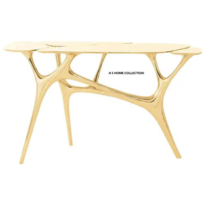 Mesa Consola de Lujo Hecha a Mano con Forma Irregular, Diseño Moderno en Aluminio Dorado Fundido para Bodas - Product Image 5