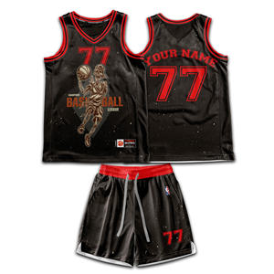 Custom Embroidery Printing <b>Retro</b> <b>Basketball</b> <b>Jerseys</b> Sets Unisex Breathable Quick Dry Sportswear Men's <b>Basketball</b> Wear Uniform - Product Image 1