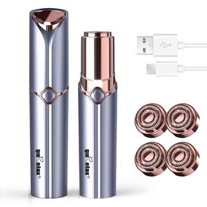 Rasoir à double lame pour femmes, éliminateur de poils du visage, avec 4 têtes de rechange incluses - Product Image 1