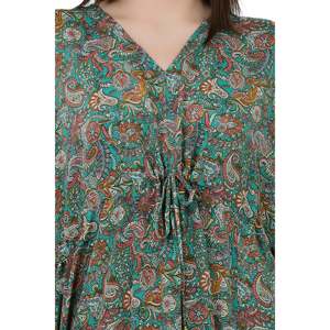Women's Luxury Boho Chic Summer Kaftan Silk Blend Short Dress Loose Fit Boheme Beach Coverup <b>Mini</b> Dress for Lounge Wear Swim - Product Image 2