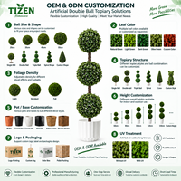 Topiaire artificielle en buis à trois boules, 120 cm, plante en pot artificielle en PE, résistante aux UV, pour intérieur et extérieur