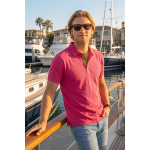 Camisa de Verano para Hombre, 100% Algodón, Transpirable, con Detalle de Cuello Azul, Diseño de Punto de Manga Corta - Product Image 4