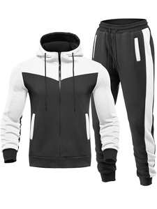 Conjunto de chándal con capucha informal para hombre, chándal de gimnasio de manga larga de 2 piezas para deportes de invierno, patrón sólido, peso pesado - Product Image 4
