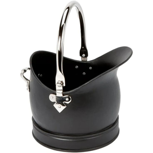 Seau à charbon en métal en forme de casque et accessoires traditionnels pour foyer noir pour usage domestique et foyers extérieurs - Product Image 1