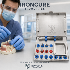 IRONCURE INDUSTRIES Kit de 16 forets chirurgicaux pour implants dentaires 2.0-5.2mm, embouts hexagonaux, broches parallèles, clé à cliquet, mallette métallique - Product Image 3